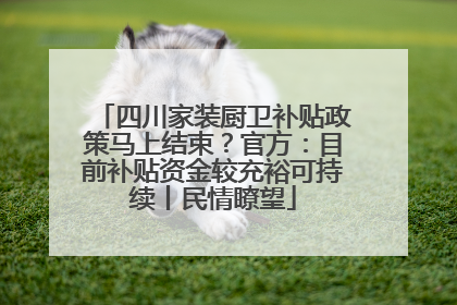 四川家装厨卫补贴政策马上结束？官方：目前补贴资金较充裕可持续丨民情瞭望